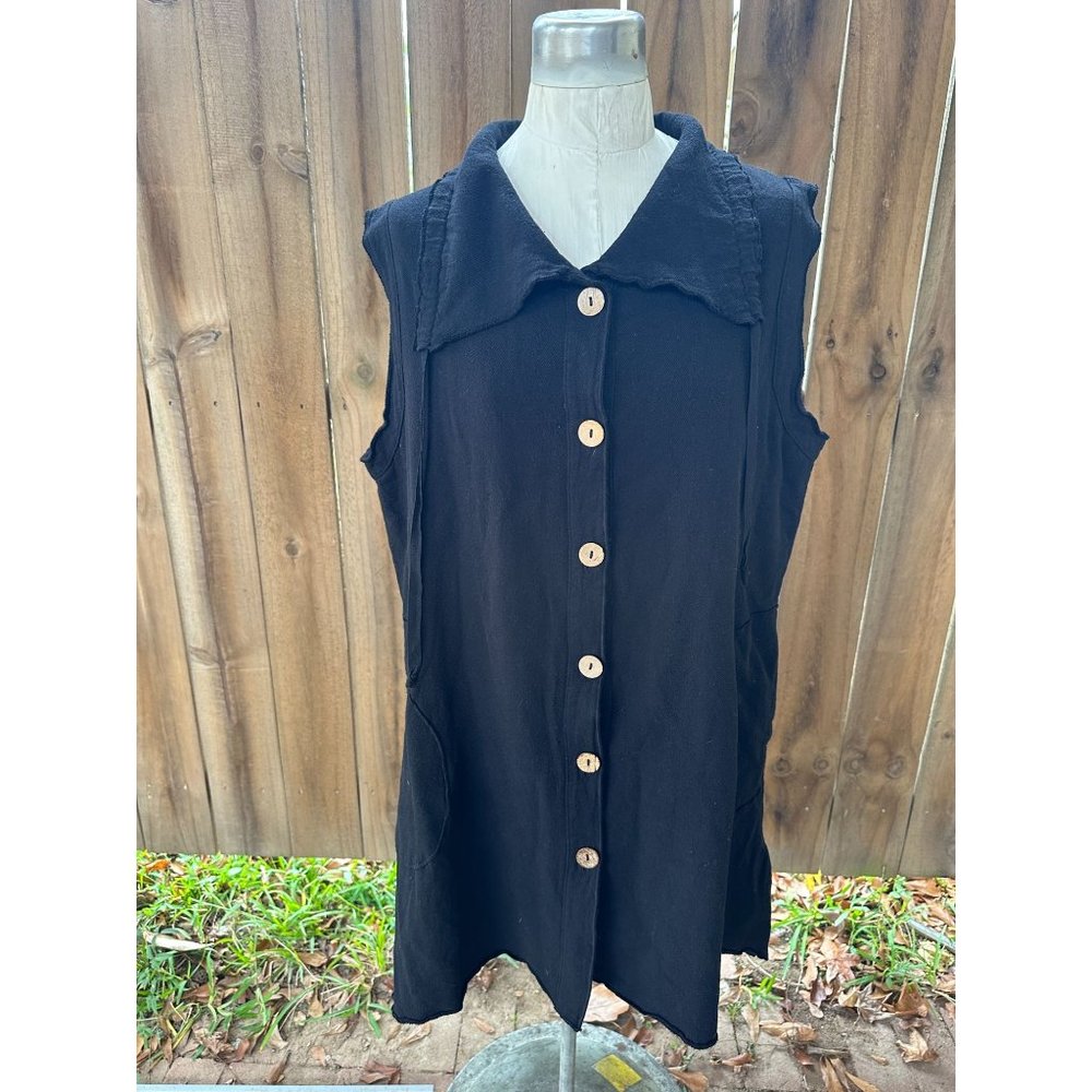 SEA BREEZE Of California Lagenlook Convertible Collar TUNIC VEST M Brushed Fleec
